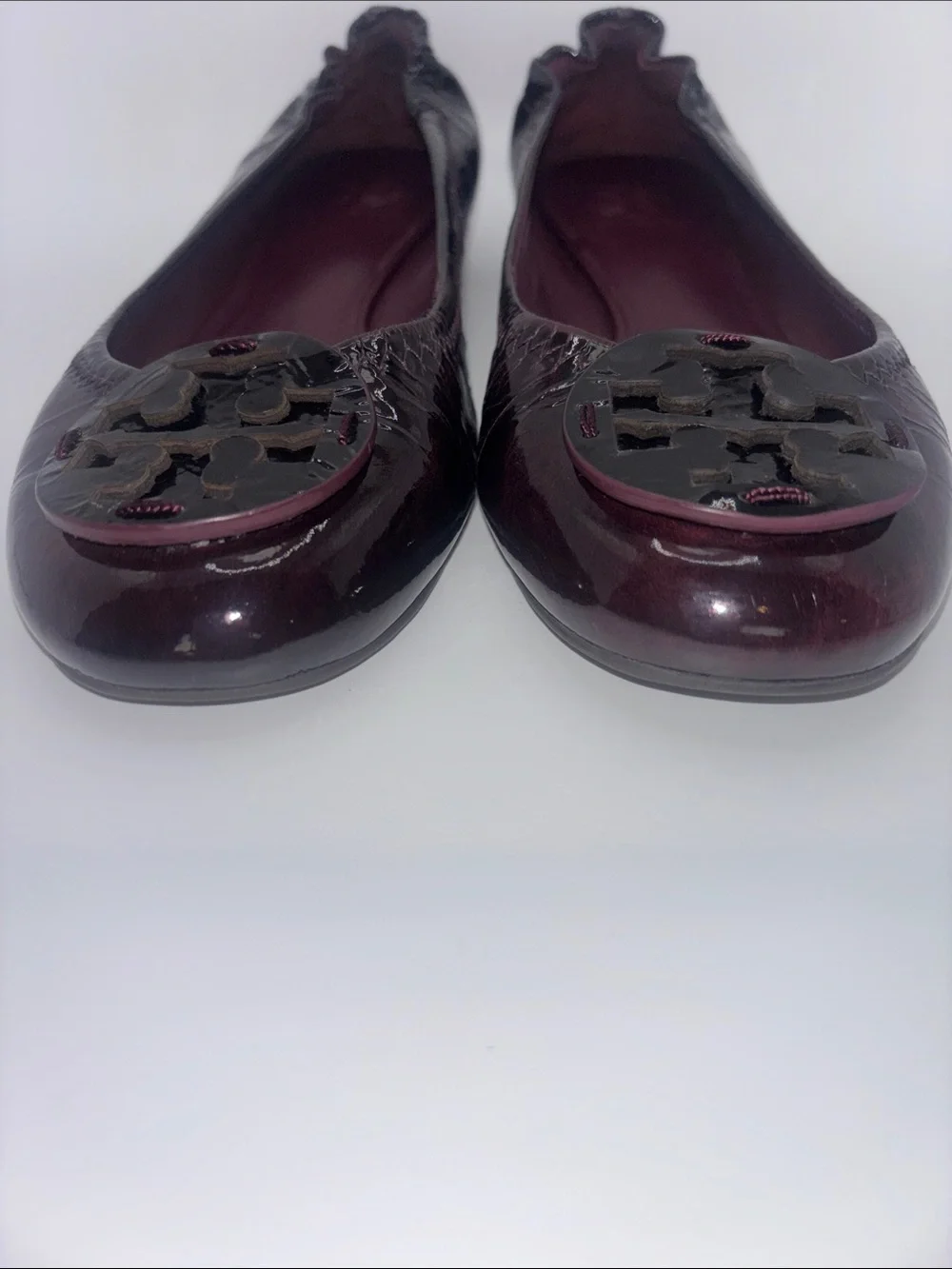 Tory Burch Burgundy Patent Leather Reva-Style Ballet Flats